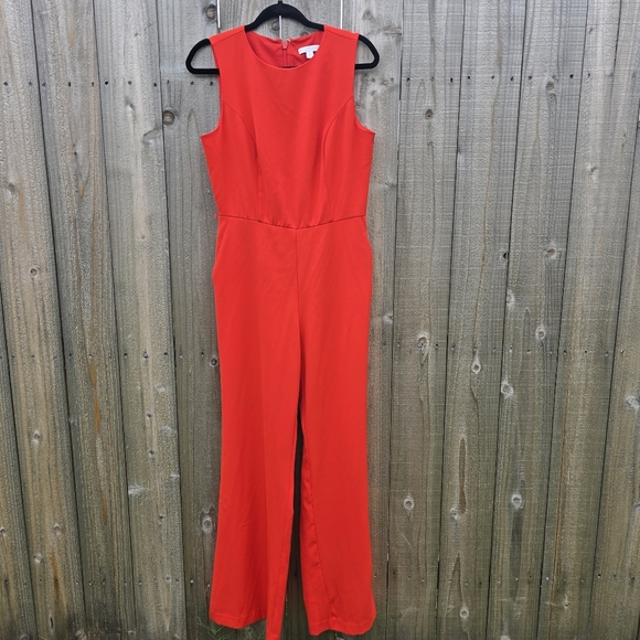 New York & Company Pants - New York and Company Red Sleeveless Jumpsuit Size 6,